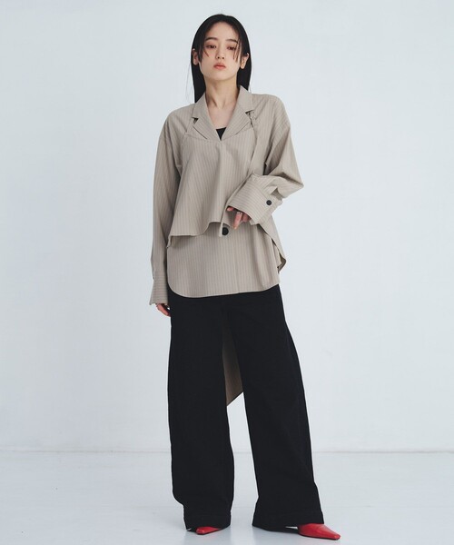 UNITED TOKYO（ユナイテッドトウキョウ）の「レイヤードテーラーカラーシャツ（シャツ/ブラウス・レディース・グレー/ベージュ・FREE）」の19枚目の写真