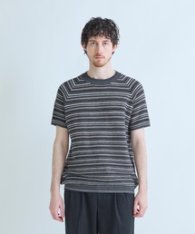 MEN'S BIGI | マルチカラーボーダー半袖ニットTシャツ(Tシャツ/カットソー)