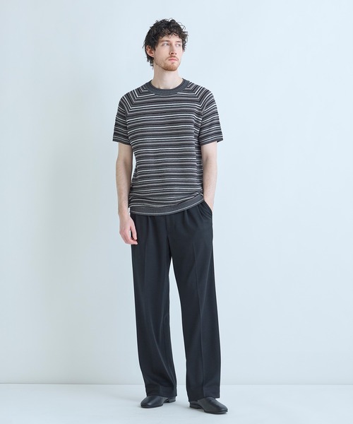 MEN'S BIGI（メンズビギ）の「マルチカラーボーダー半袖ニットTシャツ（Tシャツ/カットソー・メンズ・グレー系その他/オレンジ・03/02）」の5枚目の写真