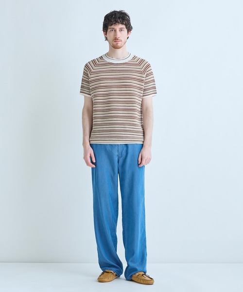 MEN'S BIGI（メンズビギ）の「マルチカラーボーダー半袖ニットTシャツ（Tシャツ/カットソー・メンズ・グレー系その他/オレンジ・03/02）」の7枚目の写真