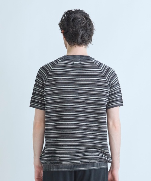 MEN'S BIGI(メンズビギ)の「マルチカラーボーダー半袖ニットTシャツ(Tシャツ/カットソー・メンズ・グレー系その他/オレンジ・03/02)」の15枚目の写真