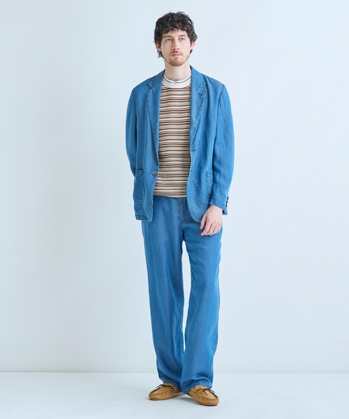 MEN'S BIGI(メンズビギ)の「マルチカラーボーダー半袖ニットTシャツ(Tシャツ/カットソー・メンズ・グレー系その他/オレンジ・03/02)」の12枚目の写真