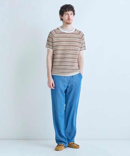 MEN'S BIGI(メンズビギ)の「マルチカラーボーダー半袖ニットTシャツ(Tシャツ/カットソー・メンズ・グレー系その他/オレンジ・03/02)」の13枚目の写真