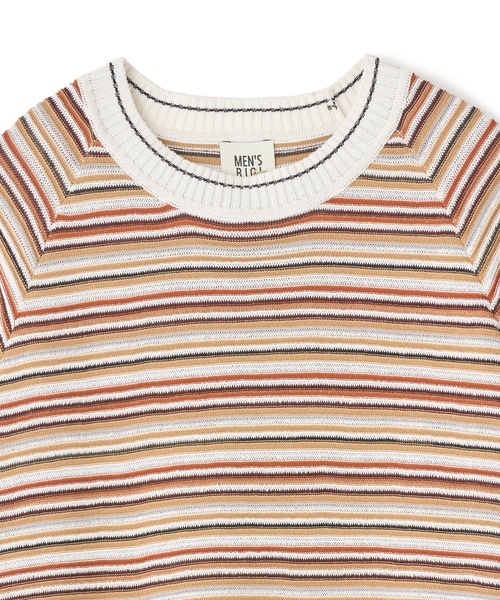 MEN'S BIGI(メンズビギ)の「マルチカラーボーダー半袖ニットTシャツ(Tシャツ/カットソー・メンズ・グレー系その他/オレンジ・03/02)」の9枚目の写真
