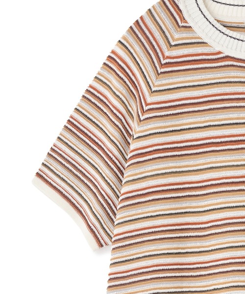 MEN'S BIGI(メンズビギ)の「マルチカラーボーダー半袖ニットTシャツ(Tシャツ/カットソー・メンズ・グレー系その他/オレンジ・03/02)」の6枚目の写真