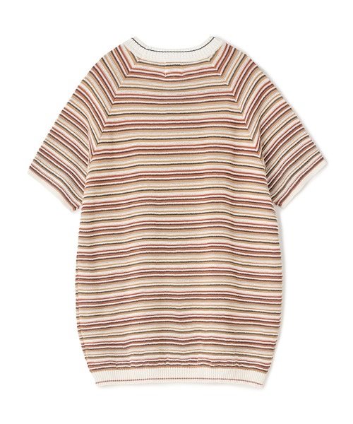 MEN'S BIGI(メンズビギ)の「マルチカラーボーダー半袖ニットTシャツ(Tシャツ/カットソー・メンズ・グレー系その他/オレンジ・03/02)」の4枚目の写真