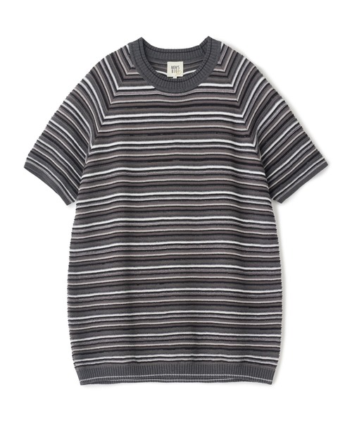 MEN'S BIGI(メンズビギ)の「マルチカラーボーダー半袖ニットTシャツ(Tシャツ/カットソー・メンズ・グレー系その他/オレンジ・03/02)」の10枚目の写真