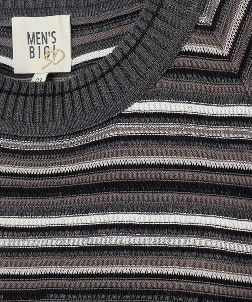 MEN'S BIGI(メンズビギ)の「マルチカラーボーダー半袖ニットTシャツ(Tシャツ/カットソー・メンズ・グレー系その他/オレンジ・03/02)」の7枚目の写真