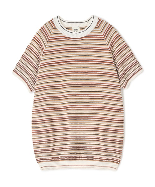 MEN'S BIGI(メンズビギ)の「マルチカラーボーダー半袖ニットTシャツ(Tシャツ/カットソー・メンズ・グレー系その他/オレンジ・03/02)」の11枚目の写真