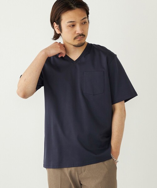 SHIPS Colors:〈抗菌防臭・接触冷感・UVカット〉シルケット コットン V