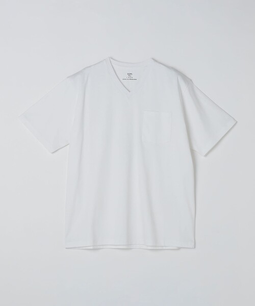 SHIPS Colors(シップス カラーズ)の「SHIPS Colors:〈抗菌防臭・接触冷感・UVカット〉シルケット コットン Vネック T◇(Tシャツ/カットソー・メンズ・ライトホワイト/ネイビー/ブラック/グレー/ベージュ・SMALL/X-LARGE/LARGE/MEDIUM)」の6枚目の写真