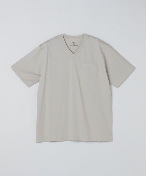 SHIPS Colors(シップス カラーズ)の「SHIPS Colors:〈抗菌防臭・接触冷感・UVカット〉シルケット コットン Vネック T◇(Tシャツ/カットソー・メンズ・ライトホワイト/ネイビー/ブラック/グレー/ベージュ・SMALL/X-LARGE/LARGE/MEDIUM)」の10枚目の写真