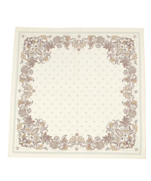 studio CLIP（スタディオクリップ）の「シルク混バンダナスカーフ（バンダナ/スカーフ・レディース・アイボリー/ブラウン・FREE）」の4枚目の写真