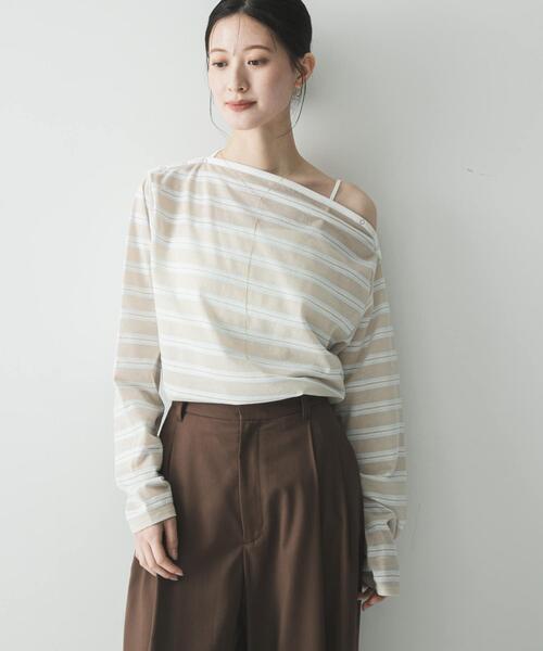 URBAN RESEARCH(アーバンリサーチ)の「マルチボーダー2WAYカットソー(Tシャツ/カットソー・レディース・オフホワイト/ベージュ/レッド・FREE)」の13枚目の写真