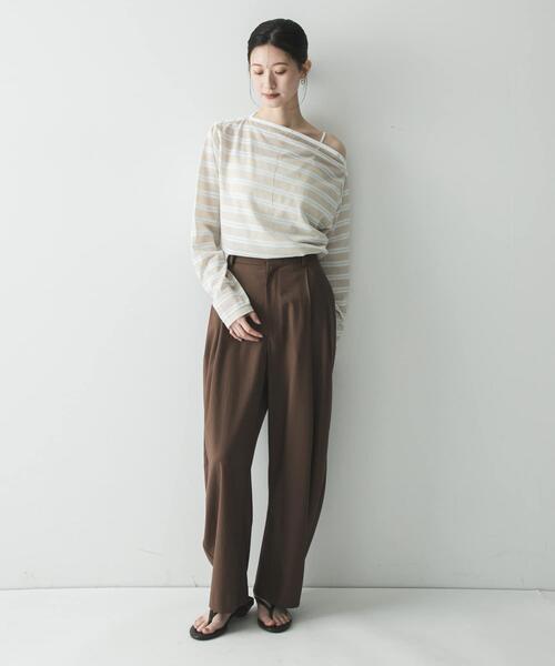 URBAN RESEARCH(アーバンリサーチ)の「マルチボーダー2WAYカットソー(Tシャツ/カットソー・レディース・オフホワイト/ベージュ/レッド・FREE)」の18枚目の写真