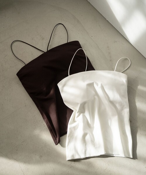 green label relaxing（グリーンレーベルリラクシング）の「ベアトップキャミソール（キャミソール・レディース・ブラック/ダークブラウン/オフホワイト・M/S/L）」の5枚目の写真