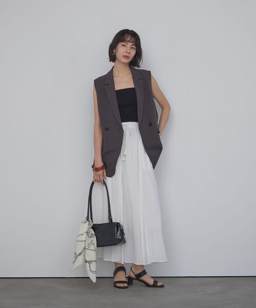 green label relaxing(グリーンレーベルリラクシング)の「ベアトップキャミソール / カップインナー(キャミソール・レディース・ブラック/ダークブラウン/オフホワイト・M/S/L)」の20枚目の写真