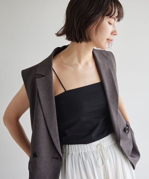 green label relaxing(グリーンレーベルリラクシング)の「ベアトップキャミソール / カップインナー(キャミソール・レディース・ブラック/ダークブラウン/オフホワイト・M/S/L)」の21枚目の写真