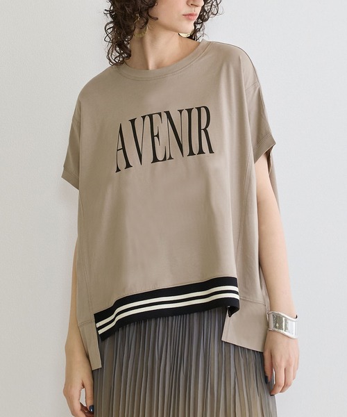 NICOLE white（ニコルホワイト）の「リブ付きプリントTシャツ（Tシャツ/カットソー・レディース・ベージュ/ブラック/オフホワイト・FREE）」の3枚目の写真