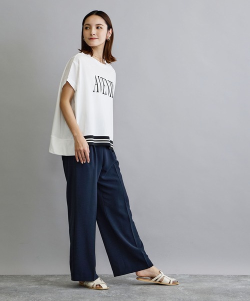 NICOLE white（ニコルホワイト）の「リブ付きプリントTシャツ（Tシャツ/カットソー・レディース・ベージュ/ブラック/オフホワイト・FREE）」の8枚目の写真