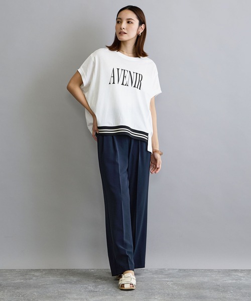 NICOLE white（ニコルホワイト）の「リブ付きプリントTシャツ（Tシャツ/カットソー・レディース・ベージュ/ブラック/オフホワイト・FREE）」の10枚目の写真