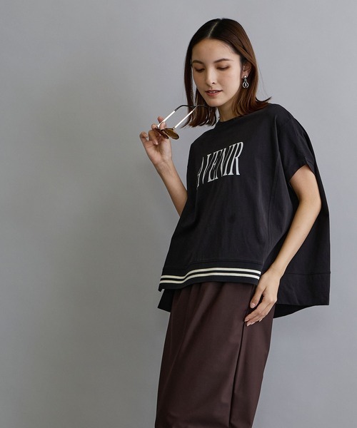 NICOLE white（ニコルホワイト）の「リブ付きプリントTシャツ（Tシャツ/カットソー・レディース・ベージュ/ブラック/オフホワイト・FREE）」の12枚目の写真