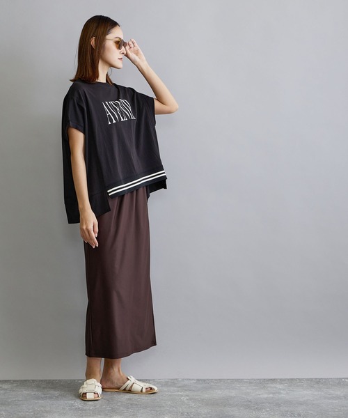 NICOLE white（ニコルホワイト）の「リブ付きプリントTシャツ（Tシャツ/カットソー・レディース・ベージュ/ブラック/オフホワイト・FREE）」の17枚目の写真