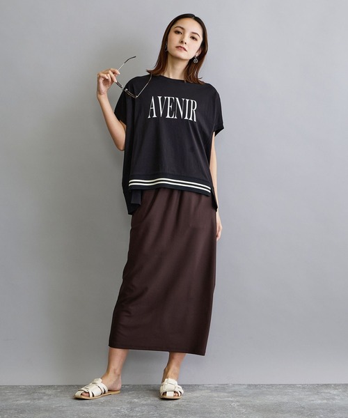 NICOLE white（ニコルホワイト）の「リブ付きプリントTシャツ（Tシャツ/カットソー・レディース・ベージュ/ブラック/オフホワイト・FREE）」の18枚目の写真