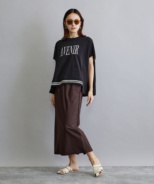 NICOLE white（ニコルホワイト）の「リブ付きプリントTシャツ（Tシャツ/カットソー・レディース・ベージュ/ブラック/オフホワイト・FREE）」の20枚目の写真