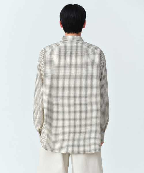 MUSINSA STANDARD（ムシンサスタンダード）の「リラックスドスモールプレイドチェックシャツ[ライトベージュ/グレー]（シャツ/ブラウス・メンズ・その他・2XL/X-LARGE/SMALL/LARGE/MEDIUM）」の3枚目の写真