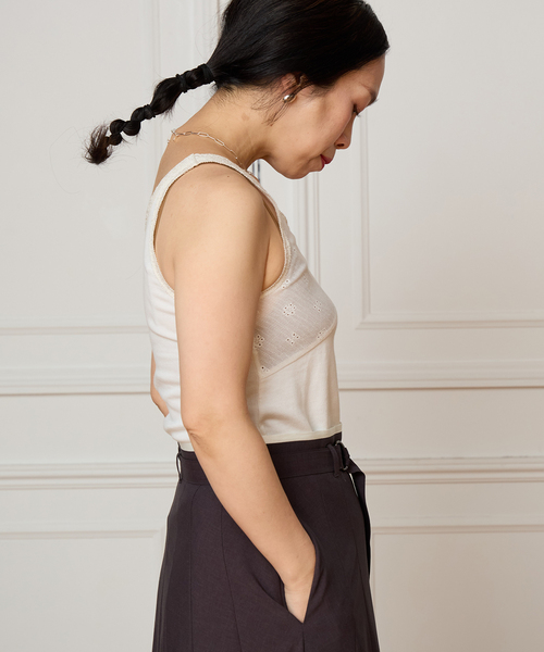 IENA LA BOUCLE（イエナラブークル）の「IENA LA BOUCLE テレコレースコンビタンクトップ（タンクトップ・レディース・ホワイト/サックスブルー/ブラック・FREE）」の18枚目の写真