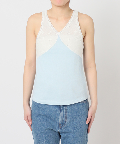 IENA LA BOUCLE テレコレースコンビタンクトップ（タンクトップ