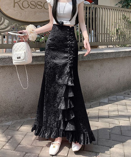 &soiree(アンドソワレ)の「サイドレースアップフリルマーメイドスカート(スカート・レディース・ブラック/ホワイト/ピンク・SMALL/MEDIUM/LARGE)」の2枚目の写真