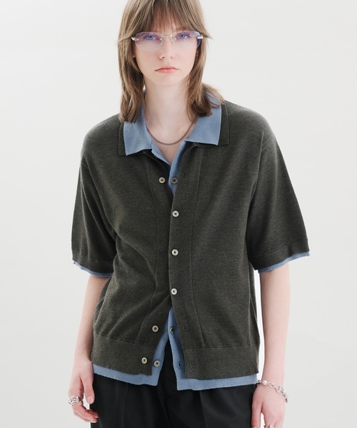 LAYERED STYLE SUMMER KNIT SHIRT / レイヤードスタイルサマーニット
