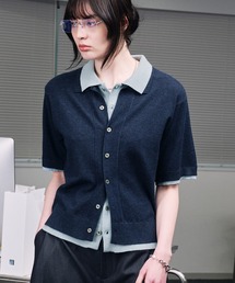 selle glant（セレグランテ）の「LAYERED STYLE SUMMER KNIT SHIRT   レイヤードスタイルサマーニットシャツ（シャツ/ブラウス）」