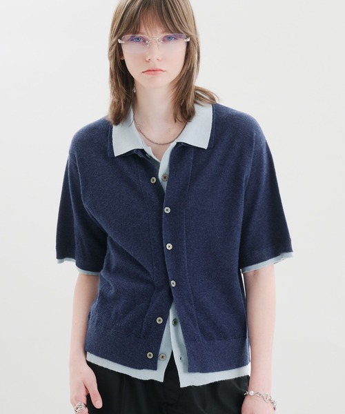 LAYERED STYLE SUMMER KNIT SHIRT / レイヤードスタイルサマーニット