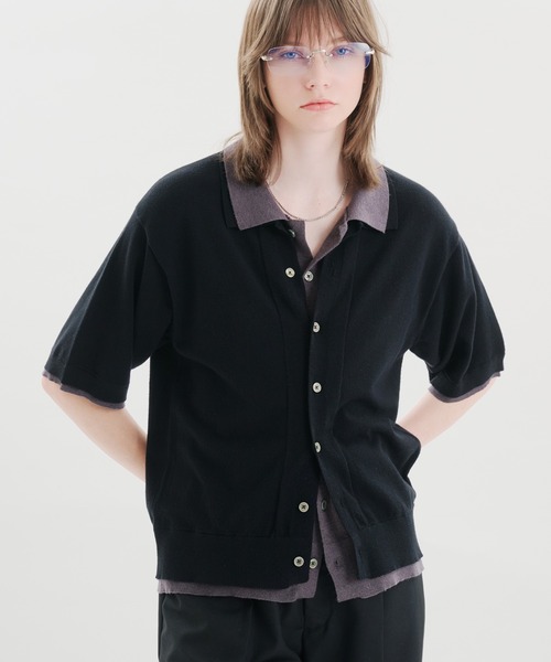 LAYERED STYLE SUMMER KNIT SHIRT / レイヤードスタイルサマーニット