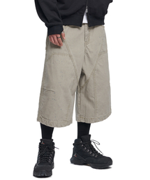 PAINTED DOUBLE KNEE SHORTS - WASHED BEIGE