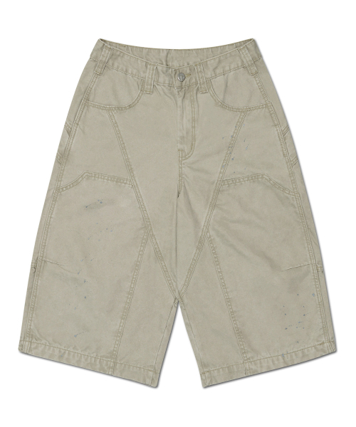 NOMANUAL(NOMANUAL)の「PAINTED DOUBLE KNEE SHORTS - WASHED BEIGE(その他パンツ・レディース・その他・LARGE/MEDIUM/SMALL/X-LARGE)」の2枚目の写真