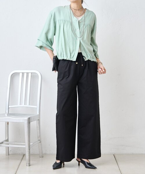 Jena espace merveilleux(ジェナ エスパスメルヴェイユ)の「サテン切替イージーパンツ(その他パンツ・レディース・ブラック/アイボリー・FREE)」の15枚目の写真