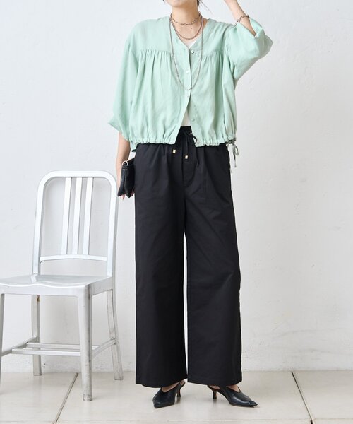 Jena espace merveilleux(ジェナ エスパスメルヴェイユ)の「サテン切替イージーパンツ(その他パンツ・レディース・ブラック/アイボリー・FREE)」の13枚目の写真