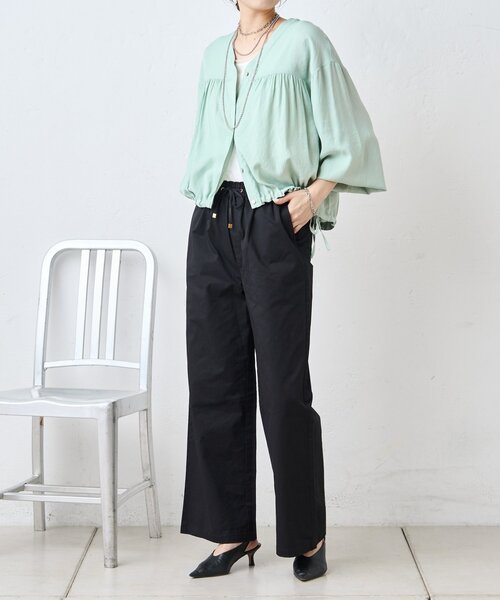 Jena espace merveilleux(ジェナ エスパスメルヴェイユ)の「サテン切替イージーパンツ(その他パンツ・レディース・ブラック/アイボリー・FREE)」の7枚目の写真