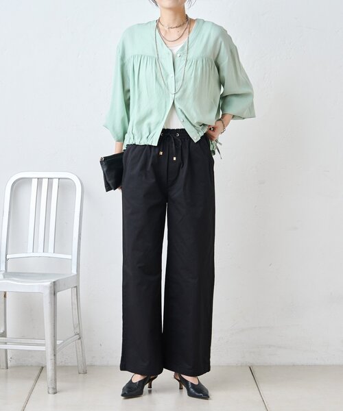 Jena espace merveilleux(ジェナ エスパスメルヴェイユ)の「サテン切替イージーパンツ(その他パンツ・レディース・ブラック/アイボリー・FREE)」の5枚目の写真