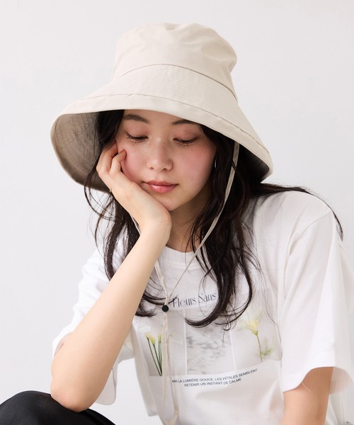 VIS（ビス）の「マイナス18℃ネックカバーつきUVハット/遮熱・UVカット・撥水（ハット・レディース・ベージュ/ブラック・FREE）」の2枚目の写真