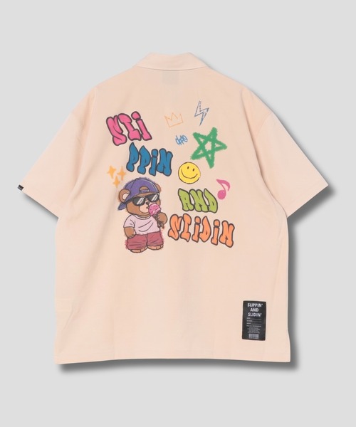 Mac-House(マックハウス)の「オーバーサイズ ランダムグラフィック クマプリントTシャツ(Tシャツ/カットソー・メンズ・ベージュ/ブラック・M/L)」の7枚目の写真