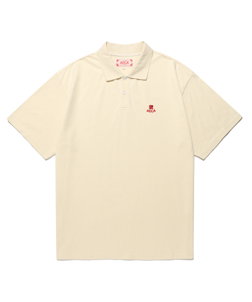 AECA SMALL LOGO WASHED HALF SLEEVE PK TEE — футболка с небольшим логотипом, слоновая кость (ivory)