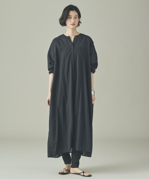 Curensology（カレンソロジー）の「Curensology(カレンソロジー)/カディコットンオーバーワンピース（ワンピース・レディース・ブラック/ホワイト・FREE）」の2枚目の写真