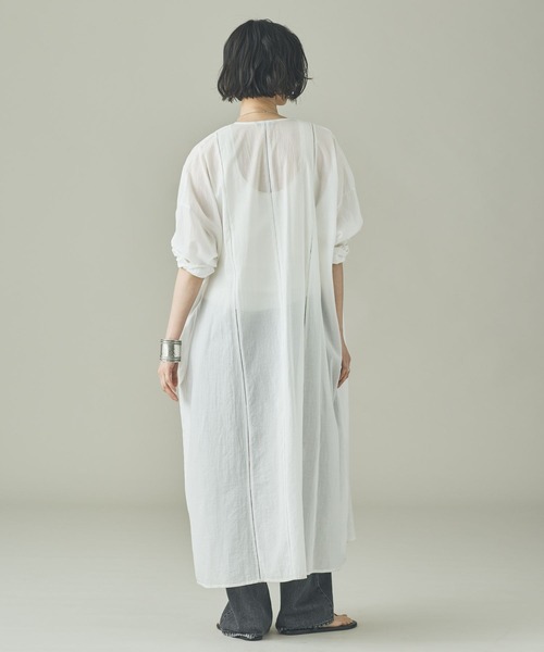 Curensology（カレンソロジー）の「Curensology(カレンソロジー)/カディコットンオーバーワンピース（ワンピース・レディース・ブラック/ホワイト・FREE）」の5枚目の写真