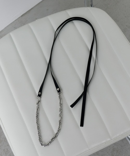 AFF AIVER（エイエフエフアイバー）の「AFF AIVER　サージカルチェーンハイブリットコードネックレス（ネックレス・メンズ・ブラック×シルバー・FREE）」の7枚目の写真