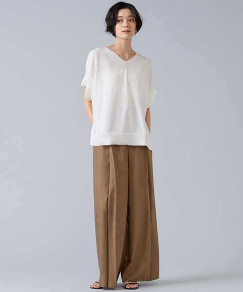 Liesse（リエス）の「【定番】袖サテンニット（ニット/セーター・レディース・ブラック/ホワイト・FREE）」の8枚目の写真